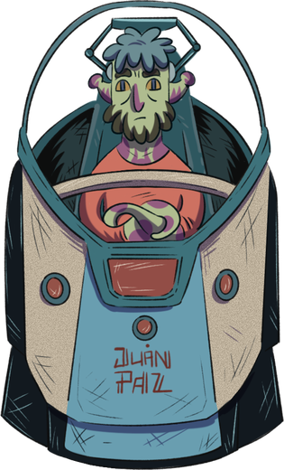 Juan Paz drawn as a character from the book.